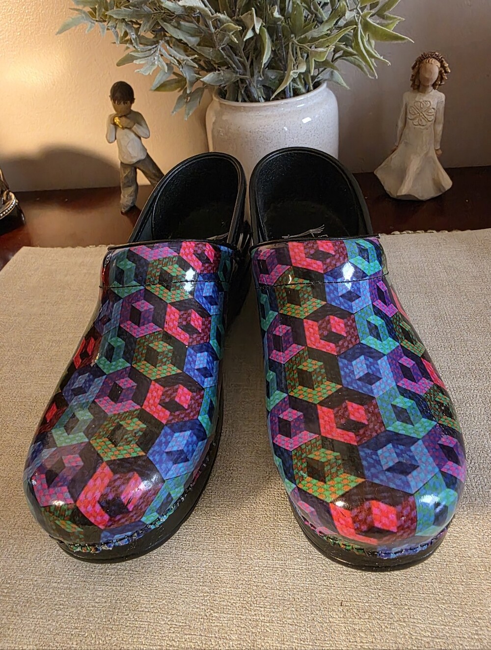 Dansko Multi-Colored Clogs w/Wedge Rubber Sole